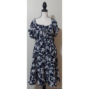 NEW Liberty Love Floral Print Sun Dress Short Sleeve Cottagecore Size XL